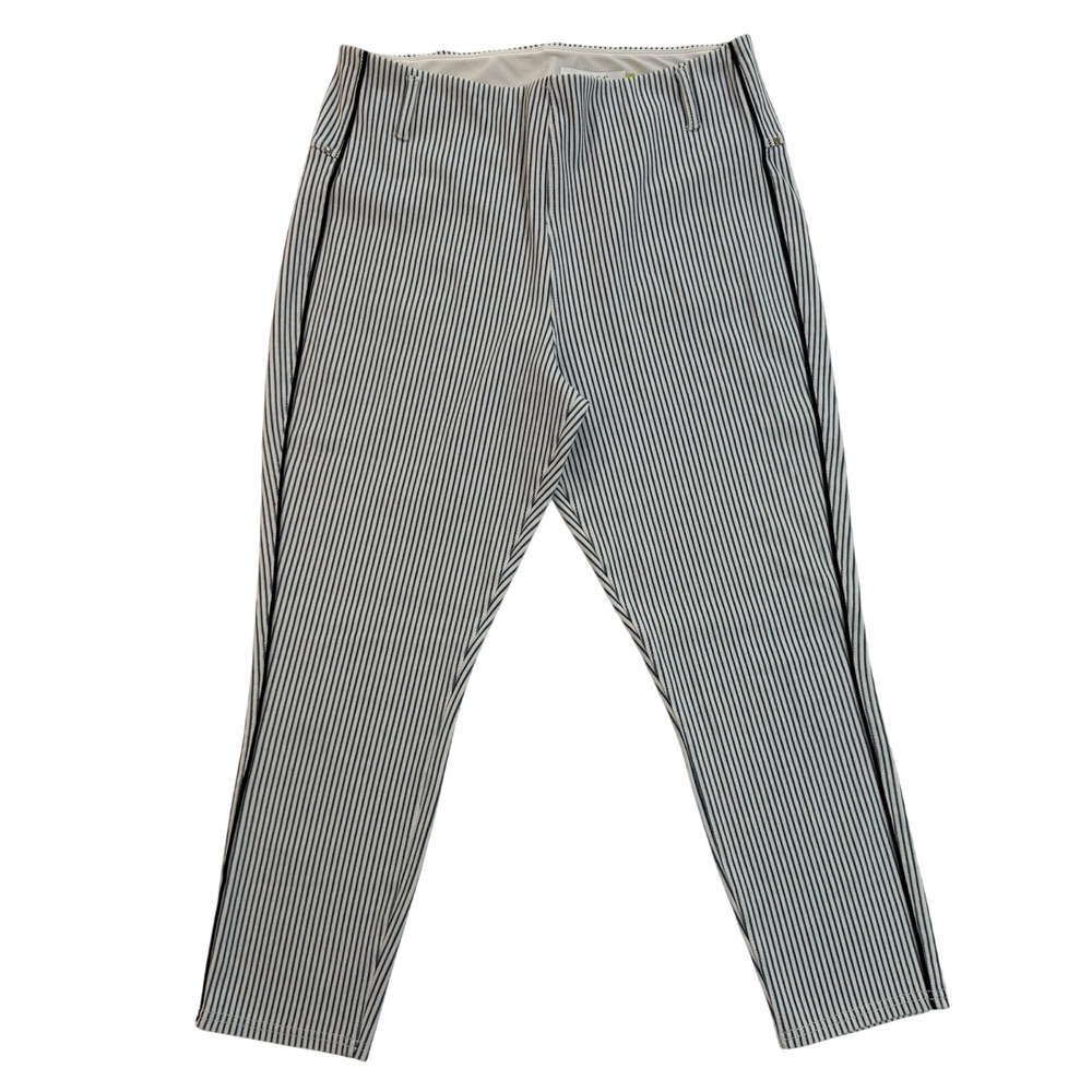 Lysse XL Blue White Striped High Rise Denim Leggings Ankle Crop Pants W105